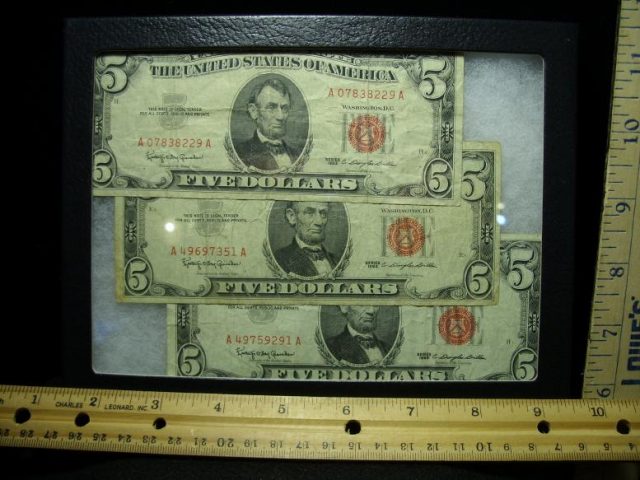 "Red Seal" 1963 USA $5 Notes (040120a)