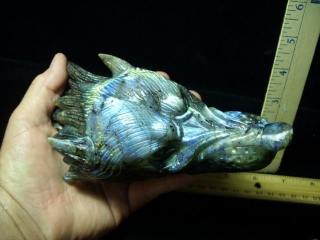 Large Dire Wolf Carving in  Labradorite  (052520f) - Image 3
