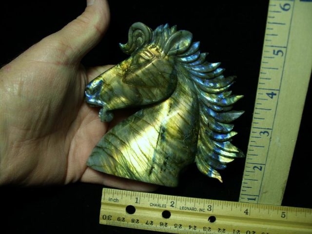 Labradorite  Horse Head Carving (010520f)