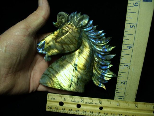 Labradorite  Horse Head Carving (010520f) - Image 3
