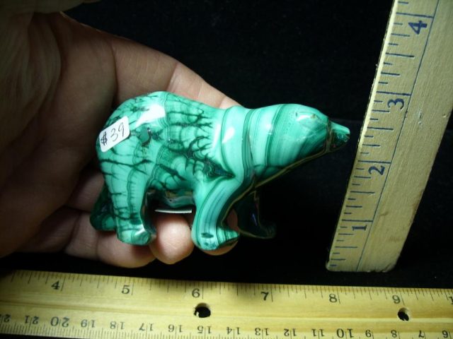 Polished Malachite Carved Bear  (011021r)