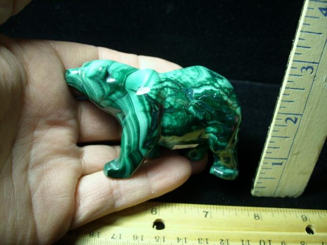 Polished Malachite Carved Bear  (011021r) - Image 2