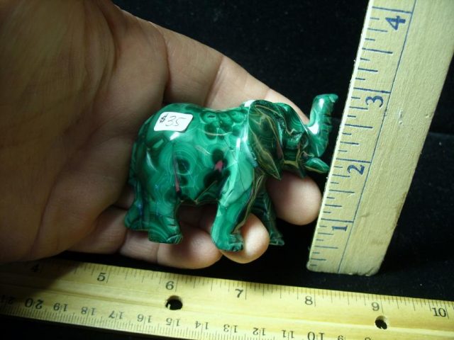 Polished Malachite Carved Elephant   (011021s) - Image 2
