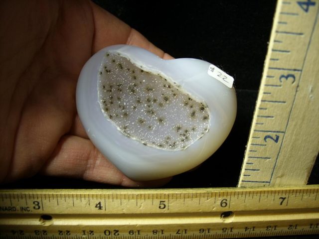 Heart Shaped Agate with Druzy Quartz (011121k)