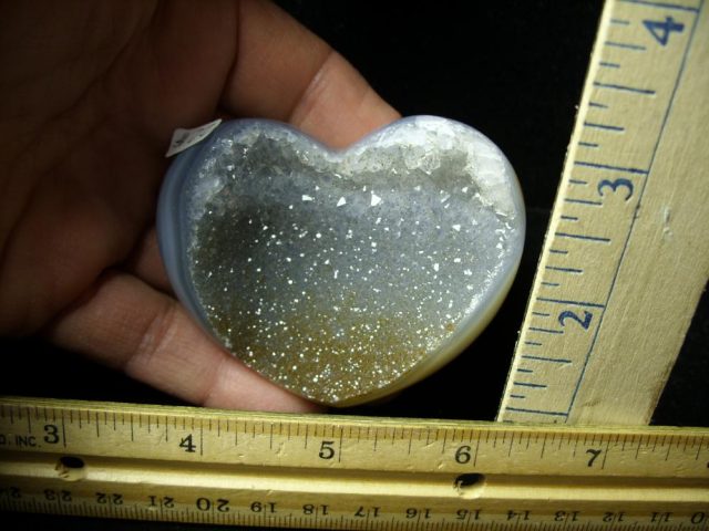 Heart Shaped Agate with Druzy Quartz (011121m)