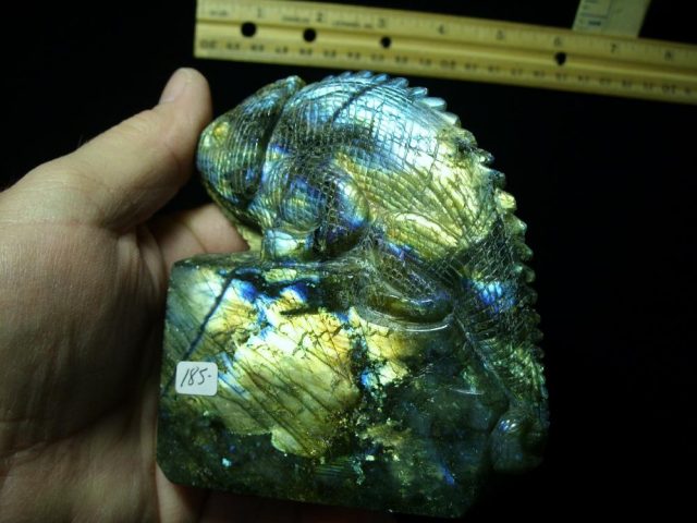 Carved  Labradorite  Chameleon Lizard (021221h)
