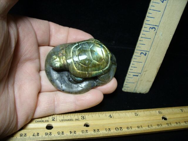 Carved  Labradorite  Turtle (010722m) - Image 2