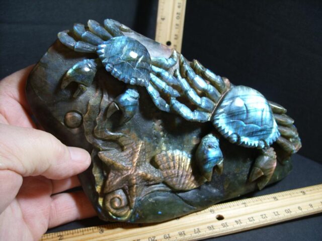 Carved  Labradorite  Crabs & Seafloor Animals (012221a) - Image 2