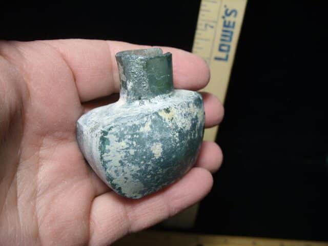 Antique Early Roman Era Small Glass Bottle (024624a) - Image 3
